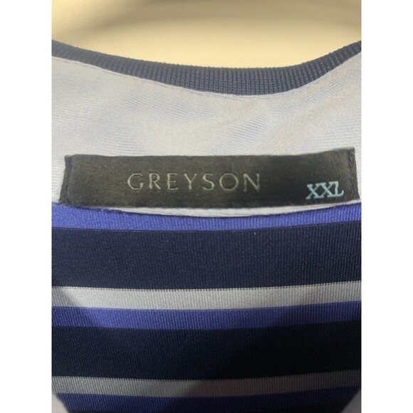 Greyson Polo Shirt Mens 2XL Relaxed Blue Striped Collared Golf Preppy - Picture 2 of 8